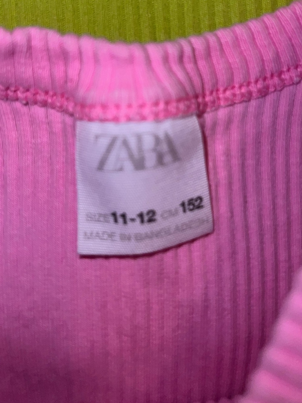 Zara Neon Green & Pink Ribbed Y2K Cropped Tank Top Girls Size 11-12 - Picture 5 of 5